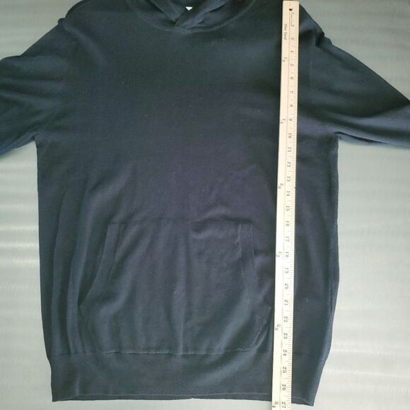BLDWN Mens Luis Linen Blend Knit Hoodie Sweater Kangaroo Pocket Black Large - Picture 12 of 13